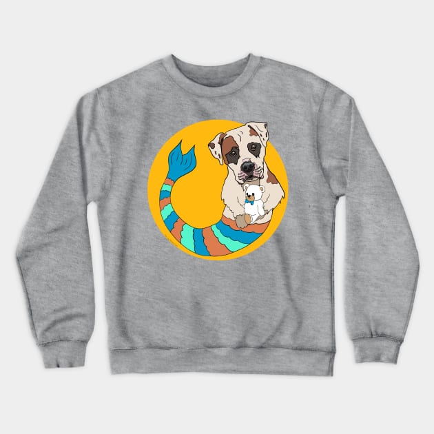 Peetie the Pitbull Mermutt Crewneck Sweatshirt by abrushwithhumor